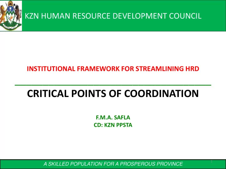critical points of coordination