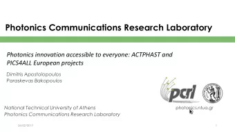 Photonics Communications Research Laboratory  Photonics innovation accessible to everyone: ACTPHAST
