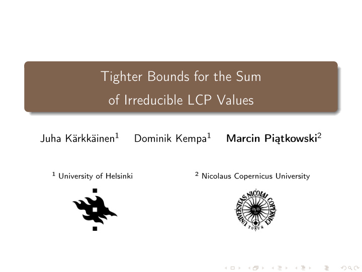 tighter bounds for the sum of irreducible lcp values