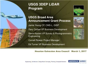 USGS 3DEP LiDAR  Program  USGS Broad Area  Announcement Grant Process  Jamie Young CP, CMS-L, GISP