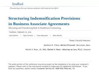 in Business Associate Agreements  Allocating and Transferring Risk in Healthcare Contracting