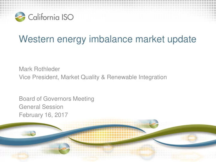 western energy imbalance market update