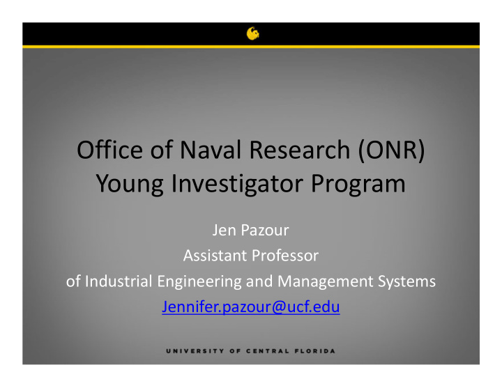 office of naval research onr young investigator program