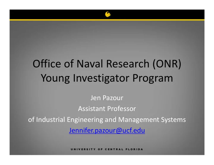 office of naval research onr young investigator program