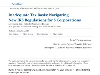 Inadequate Tax Basis: Navigating  New IRS Regulations for S Corporations  Leveraging Basis Rules