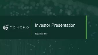 Investor Presentation  September 2019  Forward-Looking Statements and Other Disclaimers  These