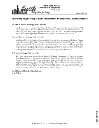 Improving Engineering-Student Presentation Abilities with Theatre Exercises  Mr. John W. Brocato,