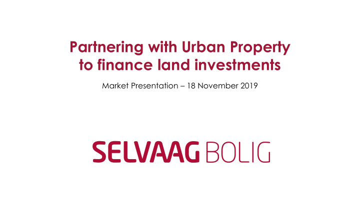 partnering with urban property