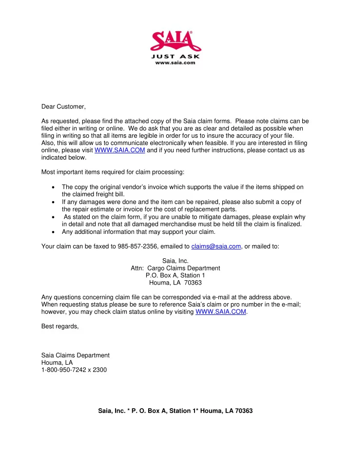 dear customer as requested please find the attached copy