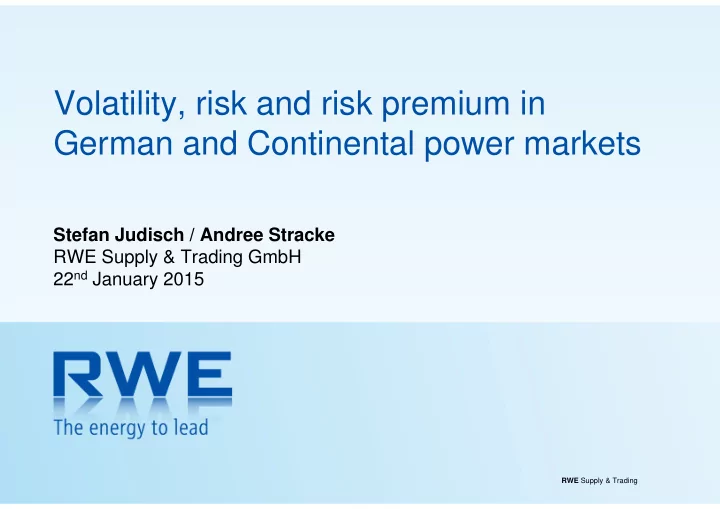 volatility risk and risk premium in german and