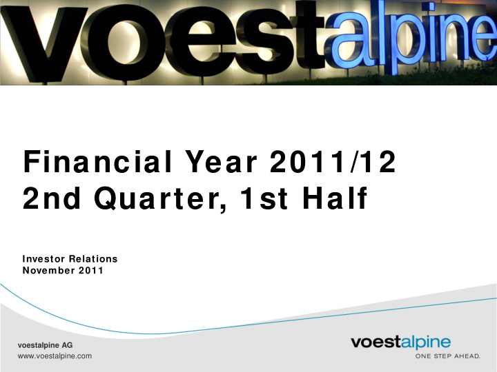 financial year 2011 12 2nd quarter 1st half