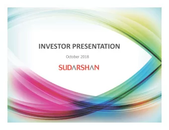 INVESTOR PRESENTATION  October 2018  Safe-harbor statement  This presentation may contain
