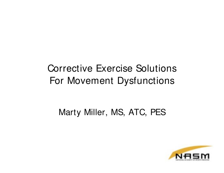 corrective exercise solutions for movement dysfunctions