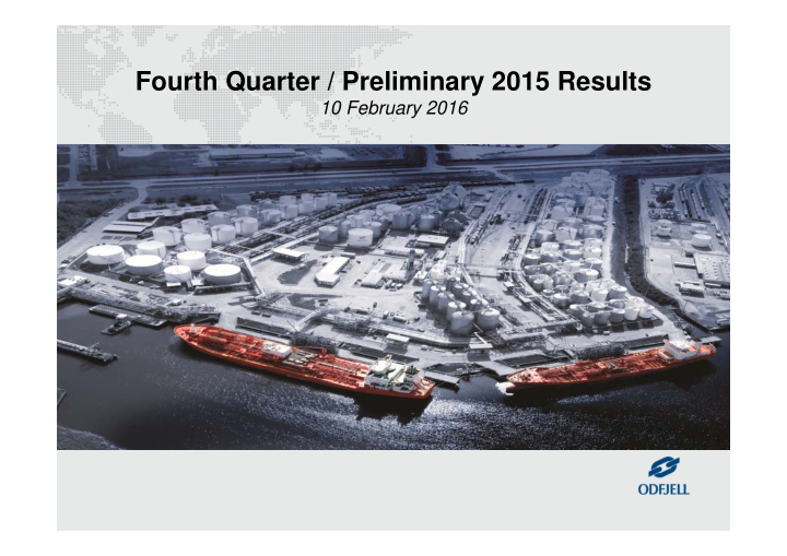 fourth quarter preliminary 2015 results