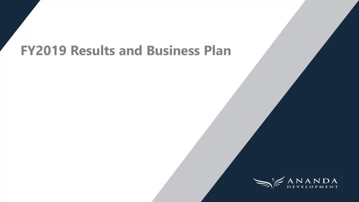 fy2019 results and business plan disclaimer
