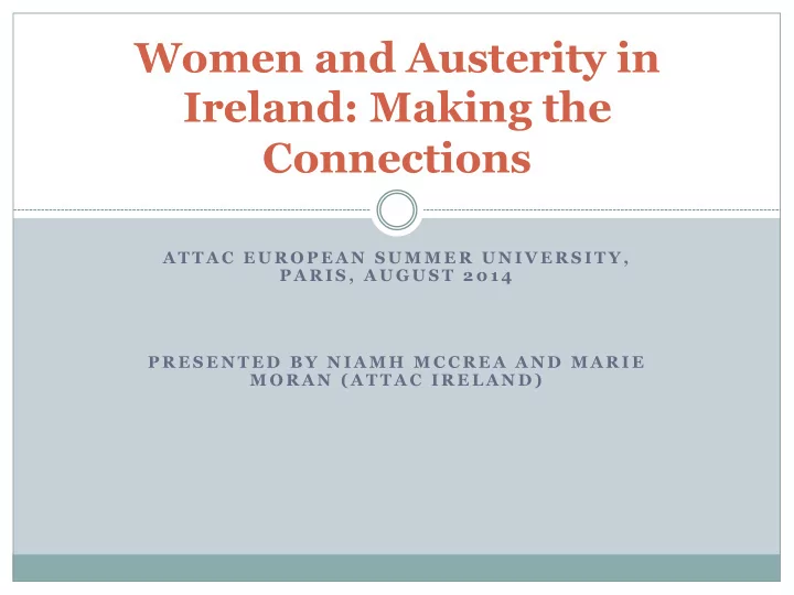 women and austerity in ireland making the connections