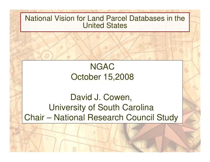 ngac october 15 2008 david j cowen university of south