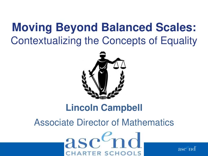 moving beyond balanced scales