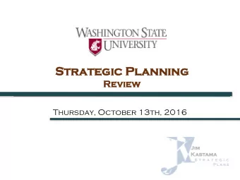 St  Strategic  gic Planni  anning  Revie  view  Thursday, October 13th, 2016  Alignme  gnment  nt