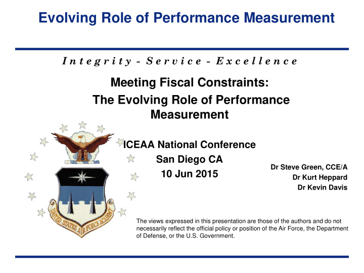 evolving role of performance measurement