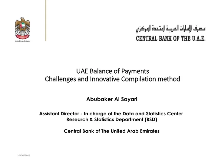 uae bala alance of of payments chall allenges an and in