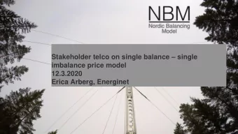 Stakeholder telco on single balance  single  imbalance price model  12.3.2020  Erica Arberg,