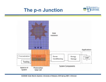 The p-n Junction  ELEG620: Solar Electric Systems  University of Delaware, ECE Spring 2009 S.