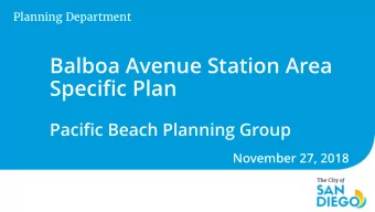 Balboa Avenue Station Area  Specific Plan  Pacific Beach Planning Group  November 27, 2018