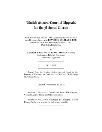 United States Court of Appeals  for the Federal Circuit  __________________________ REVISION