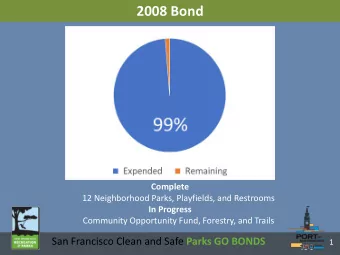 2008 Bond  Complete  12 Neighborhood Parks, Playfields, and Restrooms  In Progress  Community