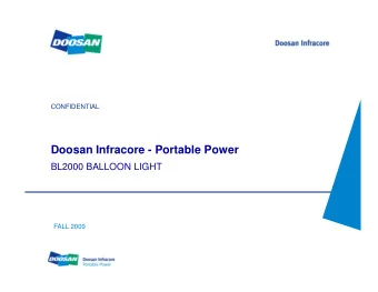 Doosan Infracore - Portable Power  BL2000 BALLOON LIGHT  FALL 2009  General Specs and Features