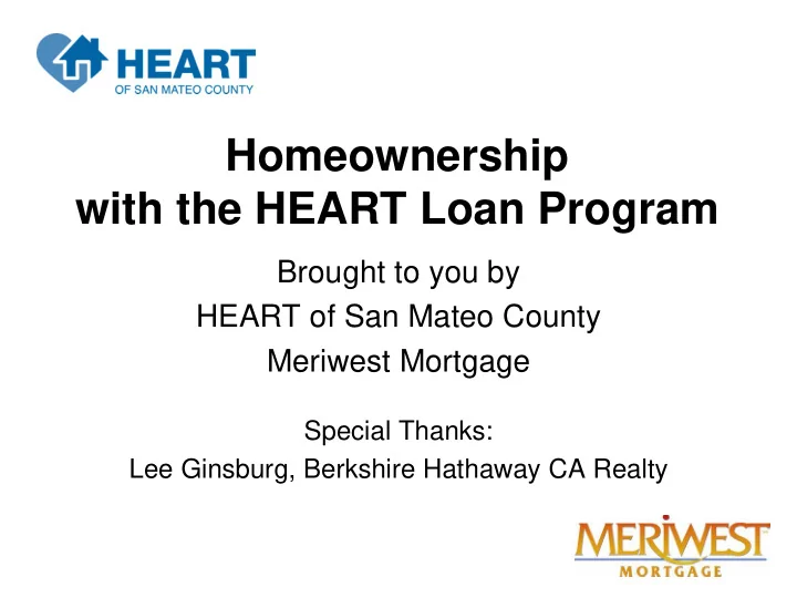 homeownership with the heart loan program
