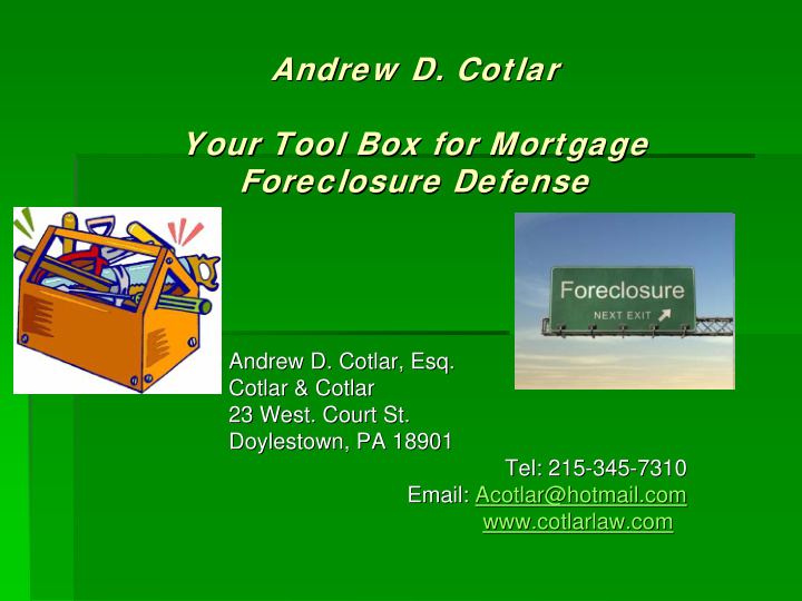 andrew d cotlar cotlar andrew d your tool box for