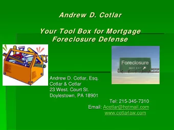 Andrew  D. Cotlar  Cotlar  Andrew  D.  Your Tool Box for Mortgage  Your Tool Box for Mortgage