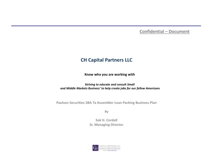 ch capital partners llc