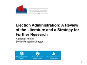 of the Literature and a Strategy for  Further Research  Nathaniel Persily  Senior Research Director