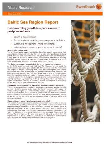 Baltic Sea Region Report  Heart-warming growth is a poor excuse to postpone reforms   Growth at