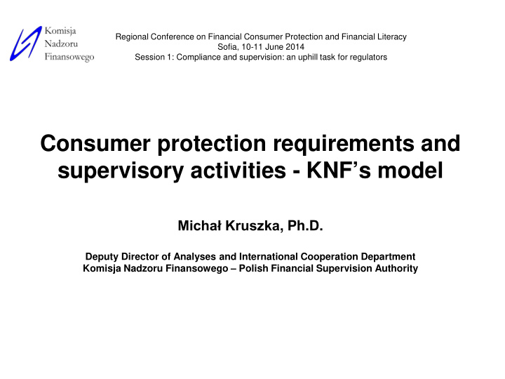 consumer protection requirements and supervisory