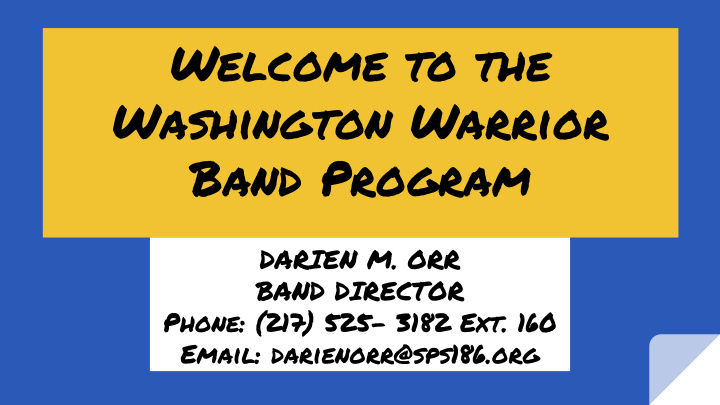 welcome to the washington warrior band program