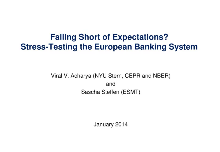 falling short of expectations stress testing the european