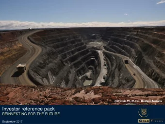 Investor reference pack  REINVESTING FOR THE FUTURE  September 2017  Forward looking statements