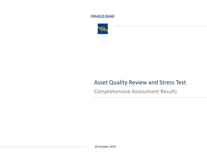 asset quality review and stress test
