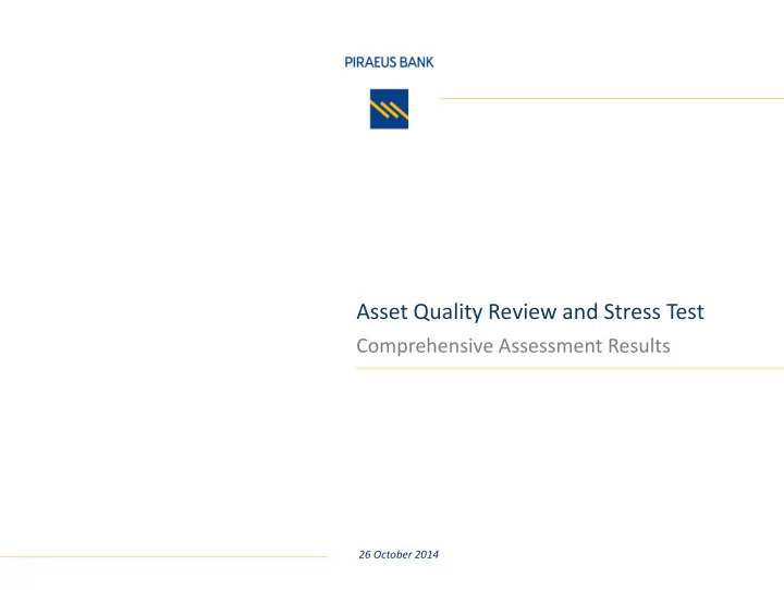 asset quality review and stress test