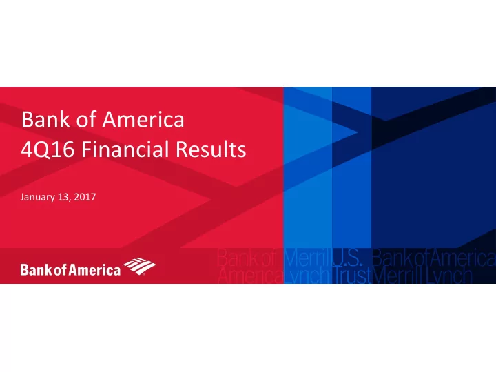 bank of america 4q16 financial results