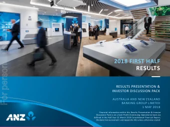 For personal use only  2018 FIRST HALF  RESULTS  RESULTS PRESENTATION &amp;  INVESTOR DISCUSSION