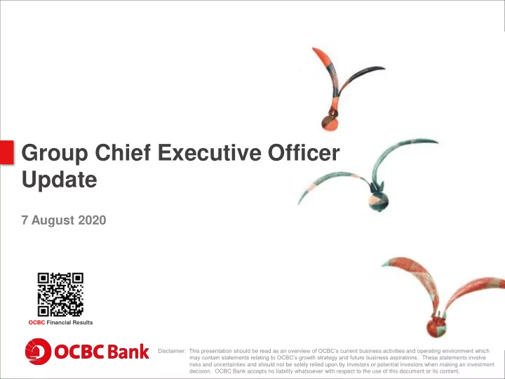 group chief executive officer update