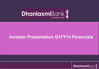 Investor Presentation Q1FY14 Financials  Disclaimer This presentation has been prepared by