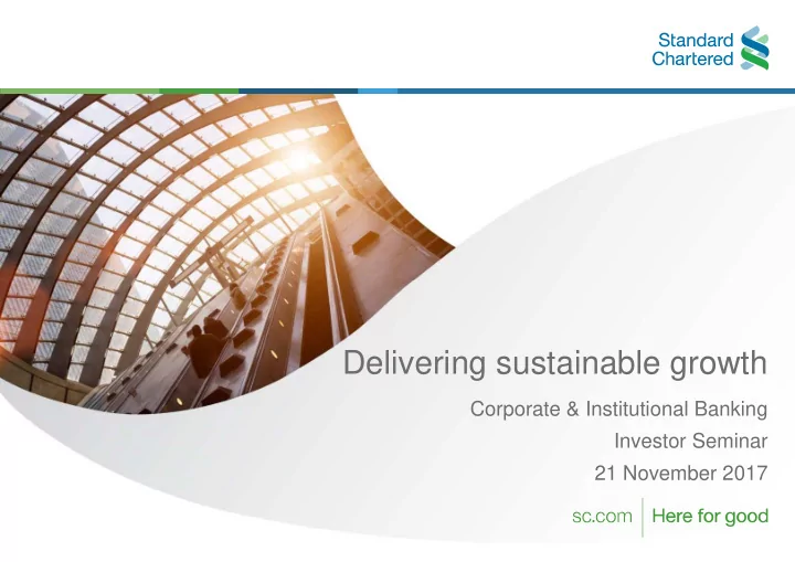 delivering sustainable growth