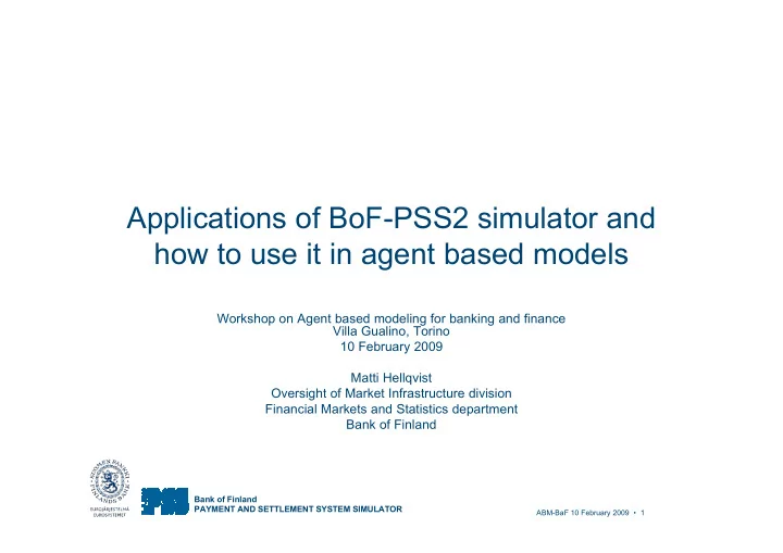 applications of bof pss2 simulator and how to use it in