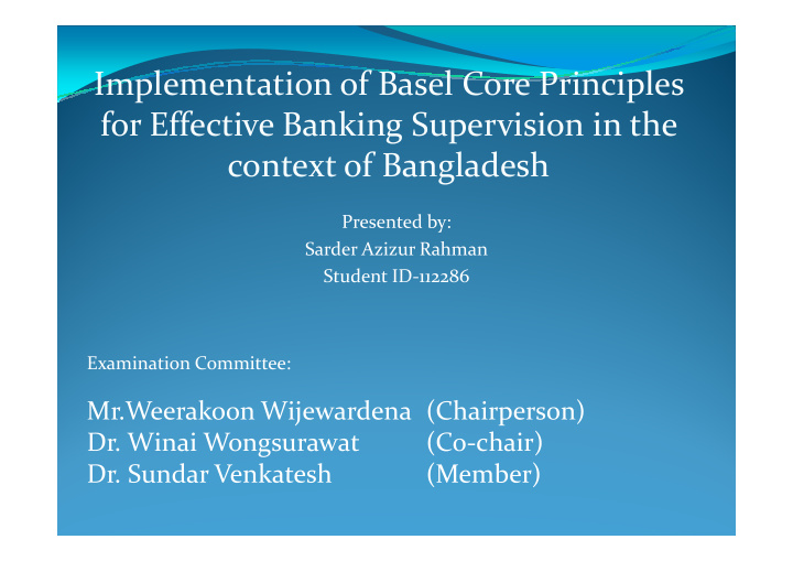 implementation of basel core principles for effective